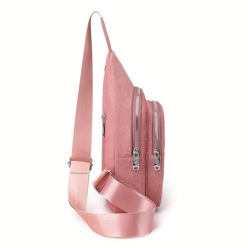Starry Chest Purse Zipper Front Sling Bag Women's Nylon Crossbody Bag