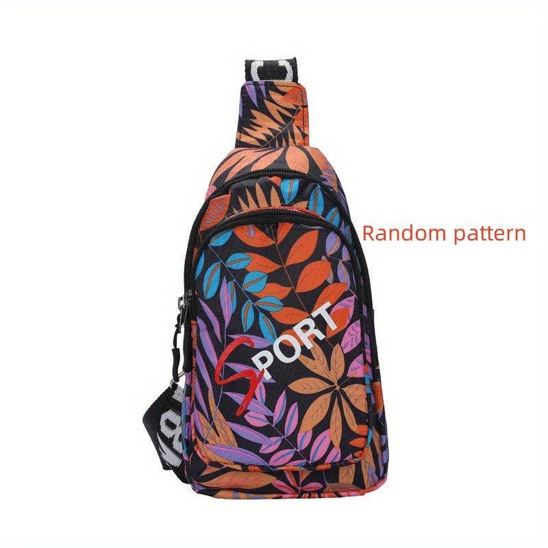 Floral Pattern Chest Bag Sling Bag Outdoor Travel Lightweight Crossbody Purse