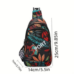 Floral Pattern Chest Bag Sling Bag Outdoor Travel Lightweight Crossbody Purse