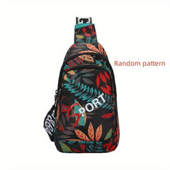 Floral Pattern Chest Bag Sling Bag Outdoor Travel Lightweight Crossbody Purse