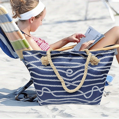 Large Canvas Tote Bag Zipper Pockets Swim Pool Gym Travel 22