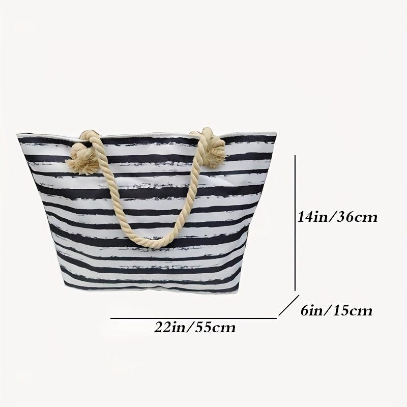 Large Canvas Tote Bag Zipper Pockets Swim Pool Gym Travel 22