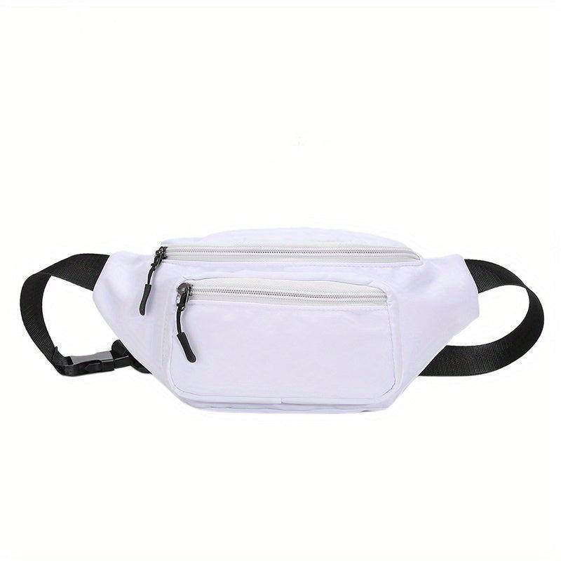 Canvas Fanny Pack Double Zipper Chest Purse Casual Sports Phone Bag