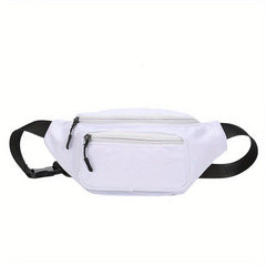 Canvas Fanny Pack Double Zipper Chest Purse Casual Sports Phone Bag