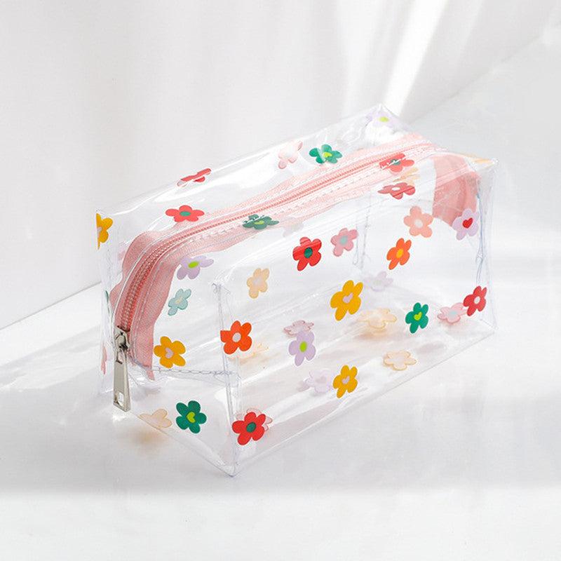 Cartoon Floral Cosmetic Bag Zipper Makeup Pouch
