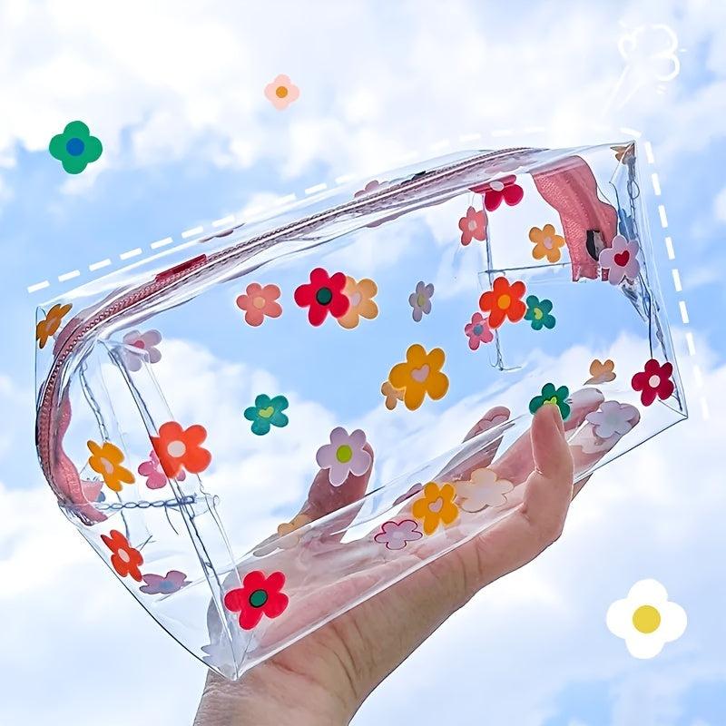 Cartoon Floral Cosmetic Bag Zipper Makeup Pouch