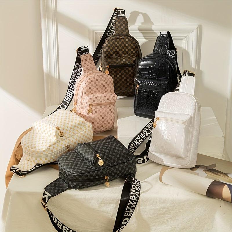Geometric Graphic Sling Bag Shoulder Chest Bag Wide Strap