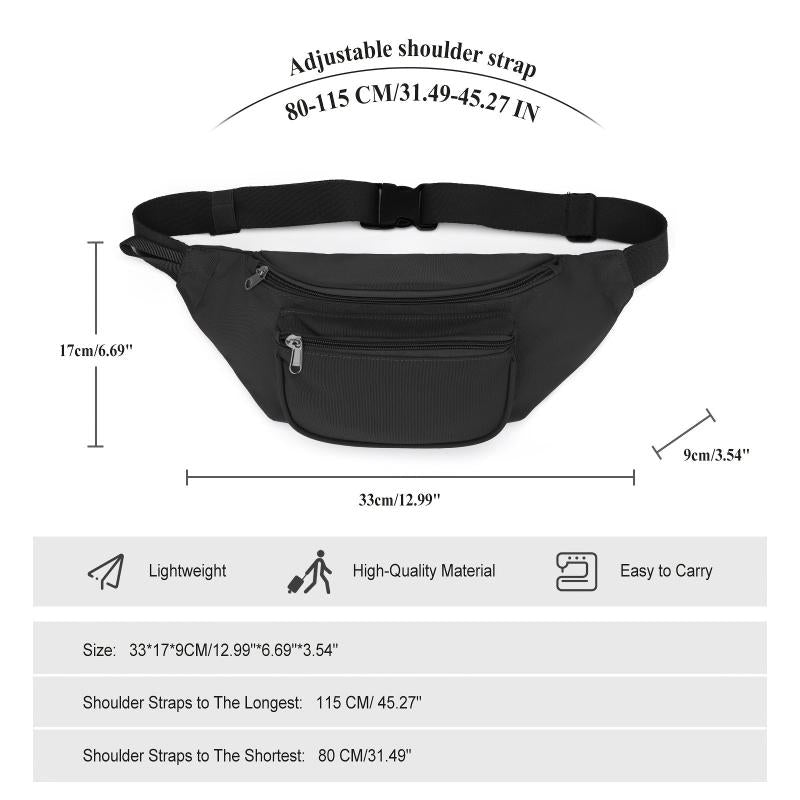 Minimalist Solid Fancy Pack Sports Zipper Waist Bag