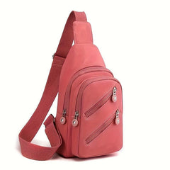Casual Zipper Decor Sling Bag Outdoor Travel Chest Bag