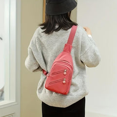 Casual Zipper Decor Sling Bag Outdoor Travel Chest Bag