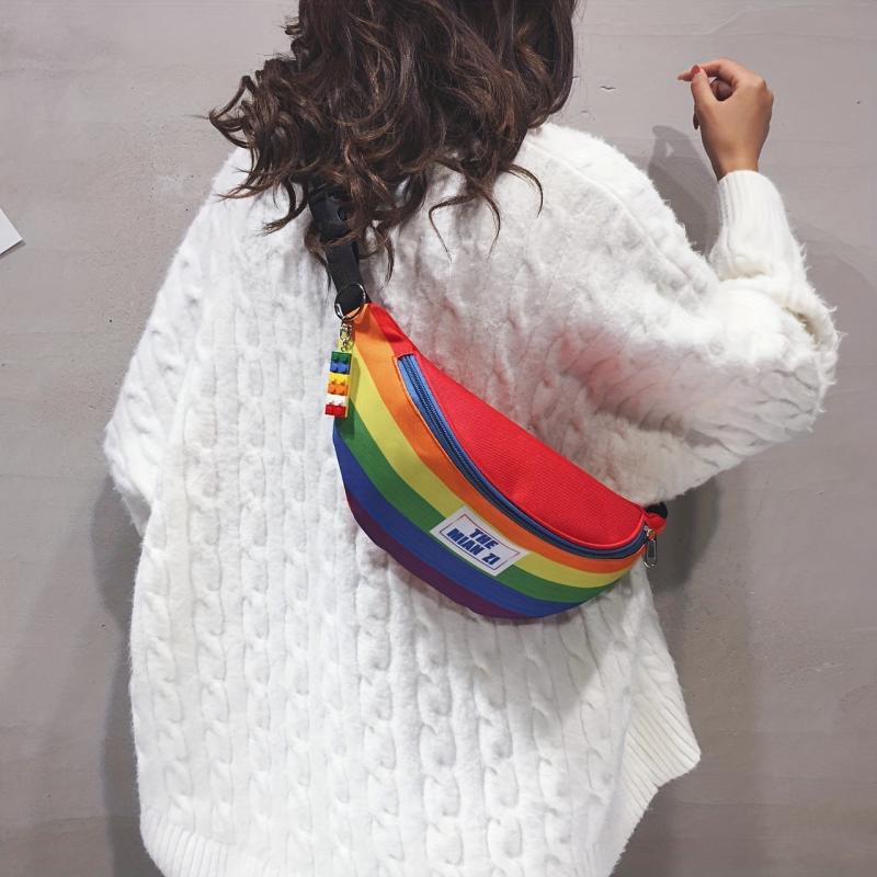 Colorblock Sling Bag Portable Nylon Crossbody Women's Fanny Pack