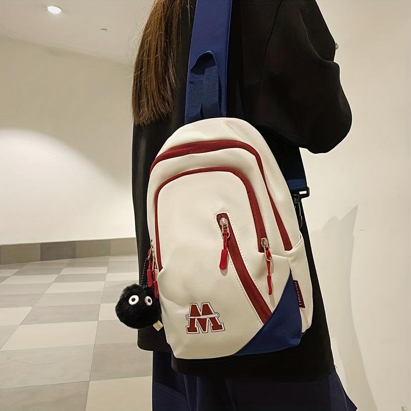 Colorblock Sling Bag Zipper Chest Bag Outdoor Crossbody Bag