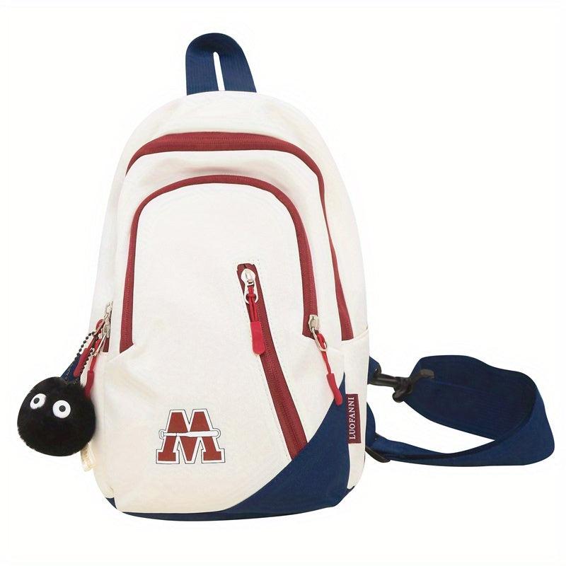 Colorblock Sling Bag Zipper Chest Bag Outdoor Crossbody Bag