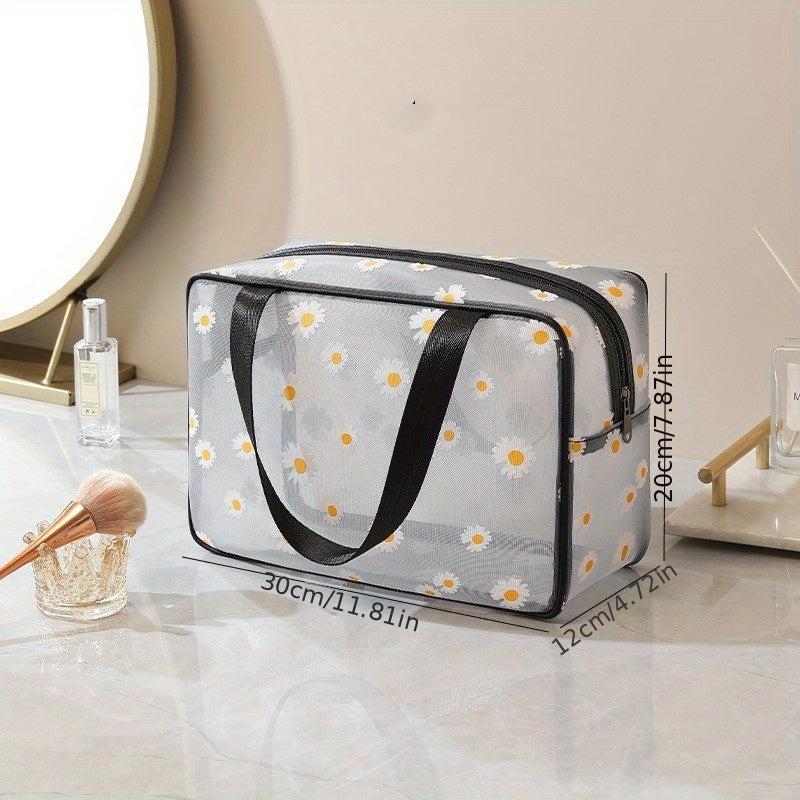 Daisy Mesh Toiletry Bag Large Capacity Portable Wash Bag Travel Storage Bag