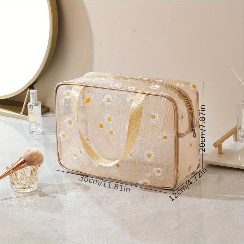 Daisy Mesh Toiletry Bag Large Capacity Portable Wash Bag Travel Storage Bag