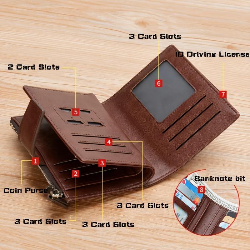 Men's RFID Blocking Coin Purse Wallet PU Leather Zip Money Bag