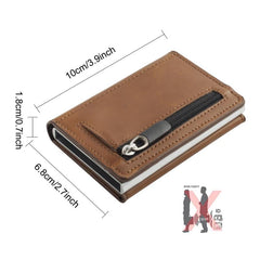Men's RFID Blocking Card Case Aluminum Alloy Automatic Pop Up Credit Card Holder