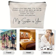 Sister Gift Makeup Bag Linen Case Toiletry Bag Birthday Gift For Her