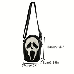 Funny Ghost Skeleton Messenger Bag Crossbody PU Leather Mobile Phone Card Holder