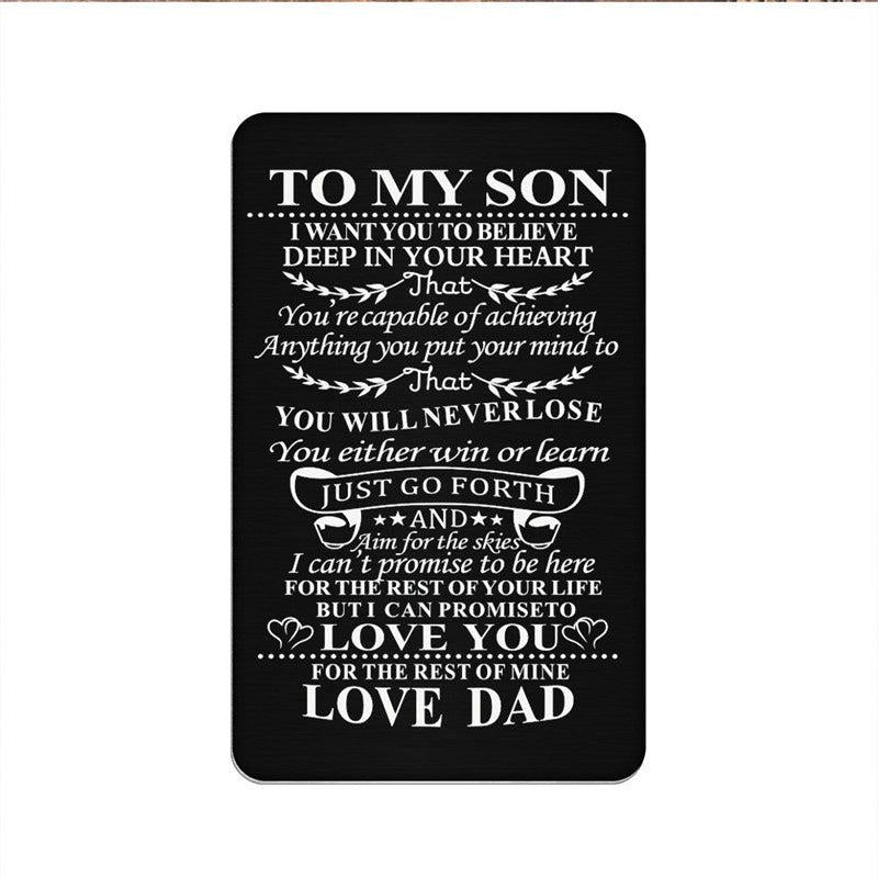 TO MY SON Family Alloy Clip Card Wallet Postcard Christmas Gift