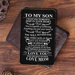 TO MY SON Family Alloy Clip Card Wallet Postcard Christmas Gift