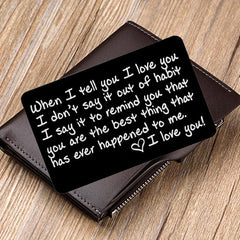 Engraved I Love You Wallet Card Insert Groom Gift Husband Anniversary Boyfriend
