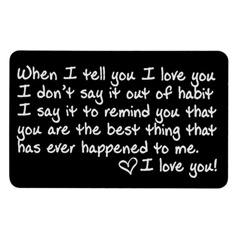 Engraved I Love You Wallet Card Insert Groom Gift Husband Anniversary Boyfriend