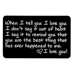Engraved I Love You Wallet Card Insert Groom Gift Husband Anniversary Boyfriend