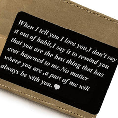 Engraved I Love You Metal Card Wallet Insert Gift For Him