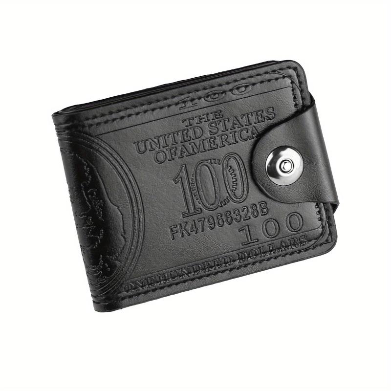 Men's PU Leather Snap Button Short Wallet Card Cash Holder