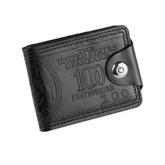 Men's PU Leather Snap Button Short Wallet Card Cash Holder