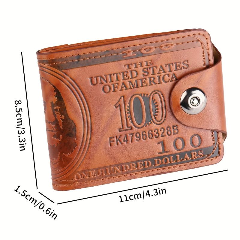 Men's PU Leather Snap Button Short Wallet Card Cash Holder