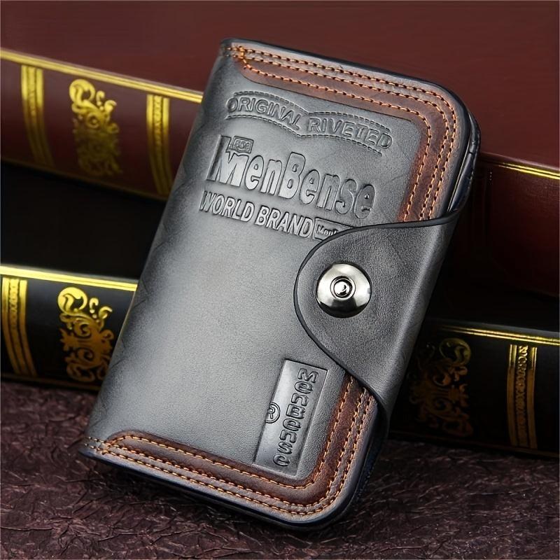 Men's Trifold Wallet PU Leather Short Wallet With Coin Pocket Card Holder