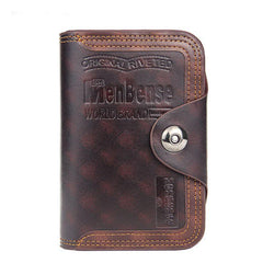 Men's Trifold Wallet PU Leather Short Wallet With Coin Pocket Card Holder
