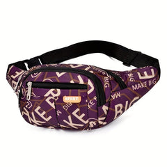 Letter Pattern Waist Bag Sports Zipper Belt Bag