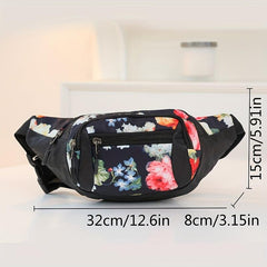 Floral Pattern Waist Bag Outdoor Crossbody Nylon Fanny Pack