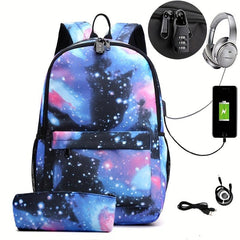 Multifunction Student Backpack USB Charging High Canvas School Bag