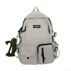 Large Capacity Nylon Adjustable School Backpack With Frog Pendant