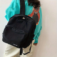 Retro Solid Schoolbag Travel Canvas Backpack