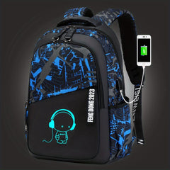 Casual Backpack School Bag With USB Charging Port Large Capacity