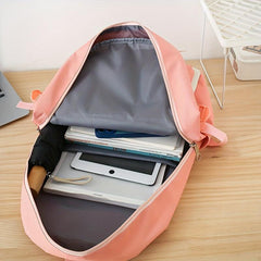 Student Casual Shoulder Backpack Messenger Bag Set with Doll - 4 Bags Gift