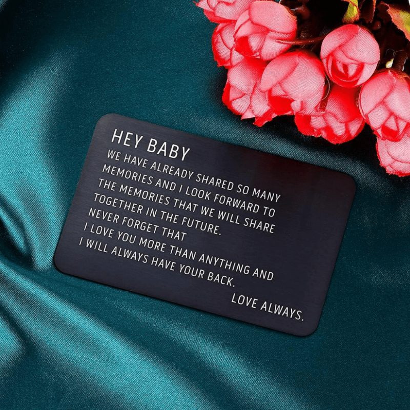 Engraved Metal Wallet Insert Card - Anniversary Gift For Him