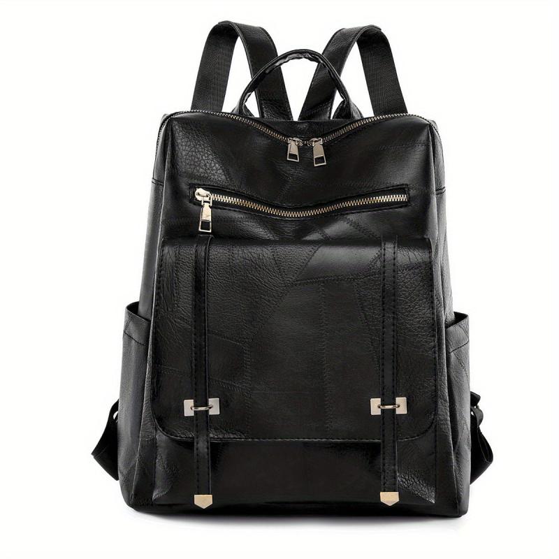 Large Capacity PU Leather Backpack Retro Functional Business Laptop Bag