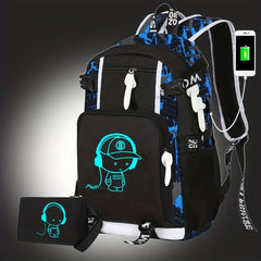 Glow In The Dark Backpack Lightweight Large Capacity Schoolbag