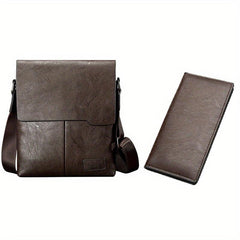 Men's Leather Crossbody Business Chest Bag Large Capacity Satchel