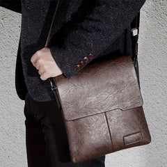 Men's Leather Crossbody Business Chest Bag Large Capacity Satchel