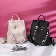 Embroidered Backpack Women's Oxford Cloth Anti-theft Travel Bag