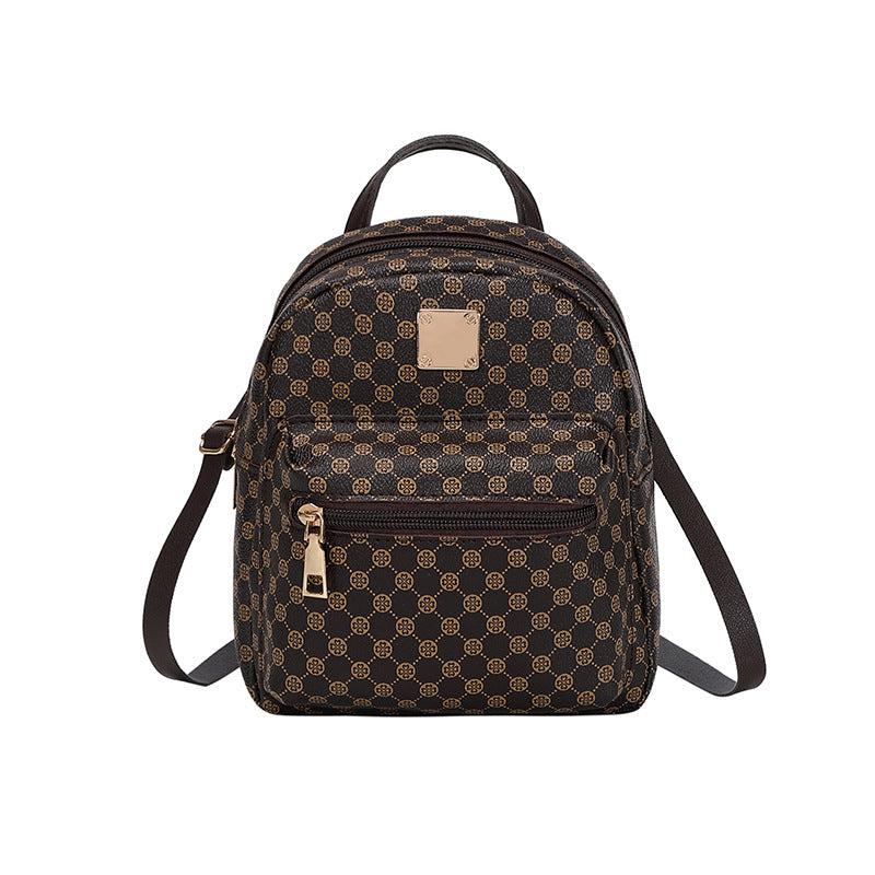 Geometric Pattern Zipper Backpack with Adjustable Strap