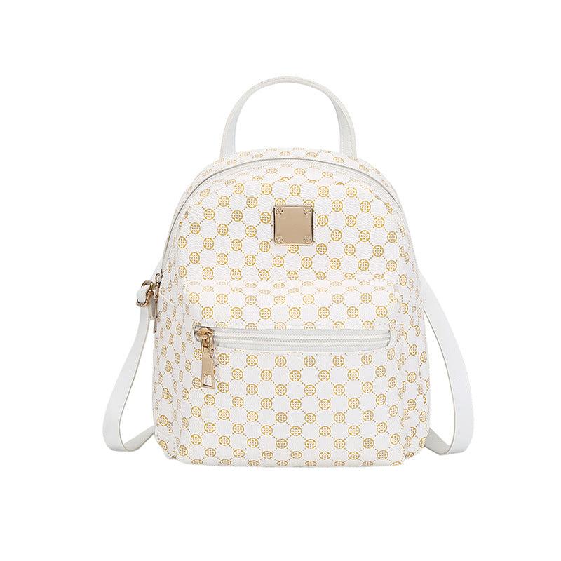 Geometric Pattern Zipper Backpack with Adjustable Strap