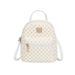 Geometric Pattern Zipper Backpack with Adjustable Strap